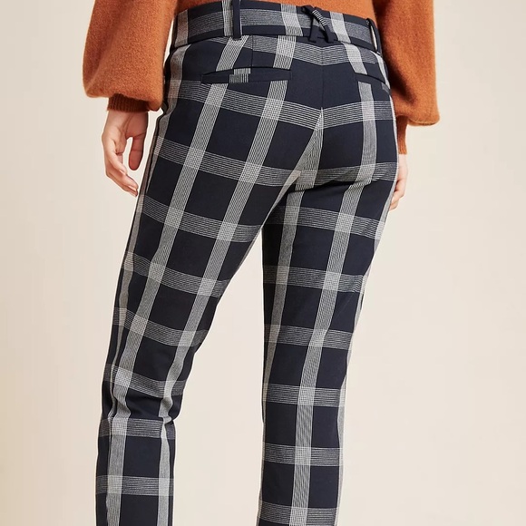 Anthropologie The Essential Slim Windowpane-Check Trousers size 2 - Picture 3 of 9